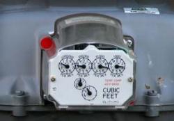 Close up view of a natural gas meter