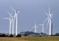 A wind turbine farm in west central Iowa 
